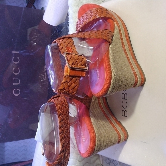 Nwt Bcbg Weave Wedges 7.5m orange - Picture 7 of 10